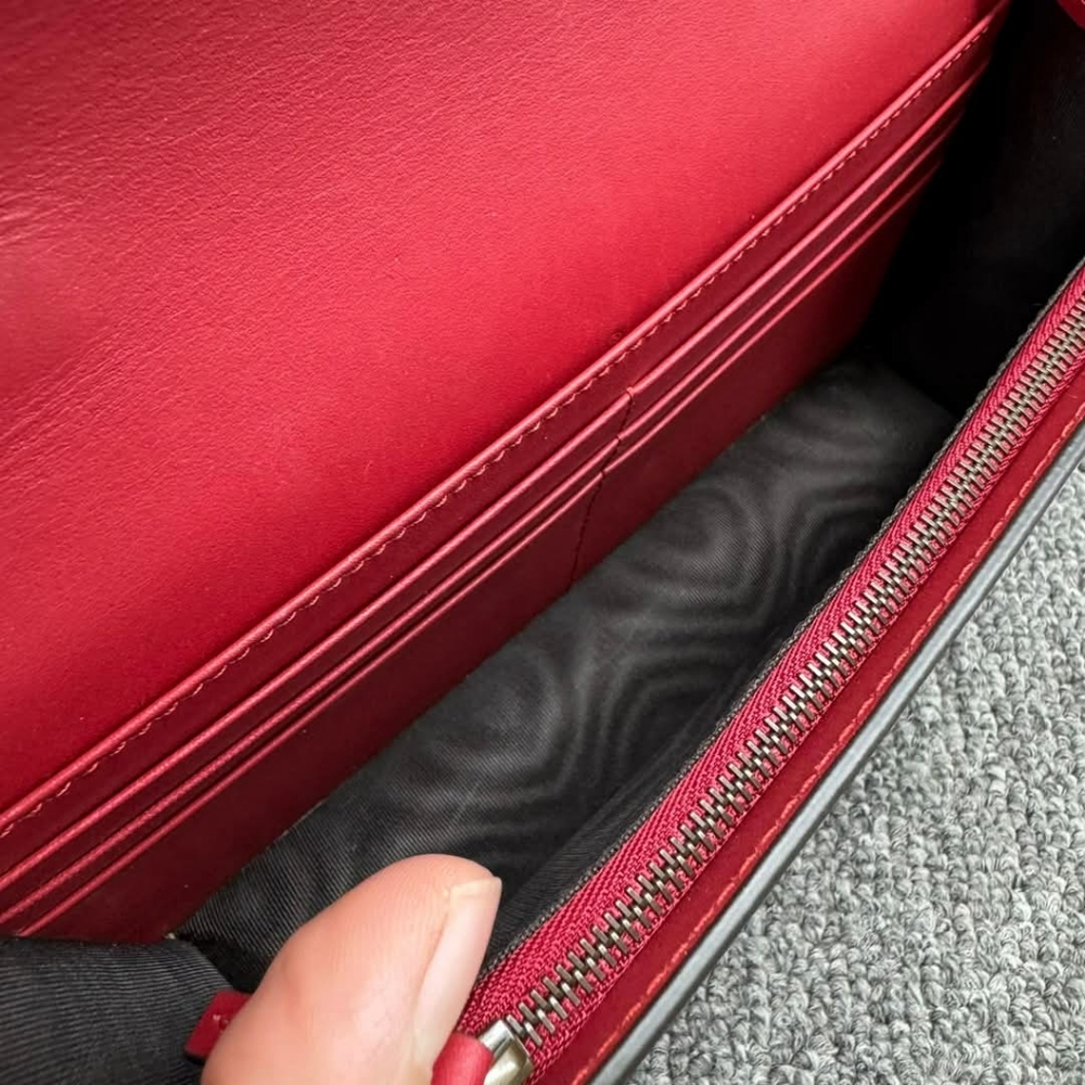 Authentic GUCCI Queen Margaret Red&White&Navy Leather Shoulder Bag 585-120524 - Picture 13 of 15